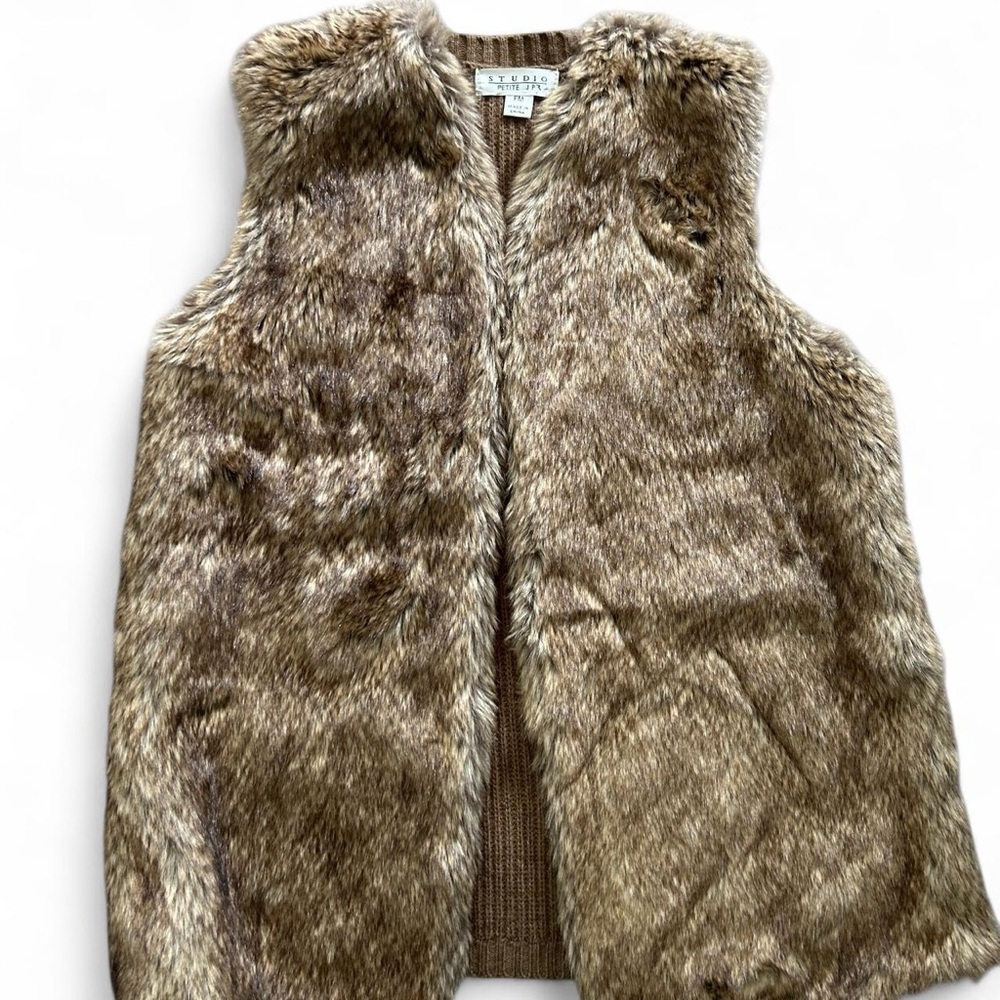 Faux Fur Vest in Brown